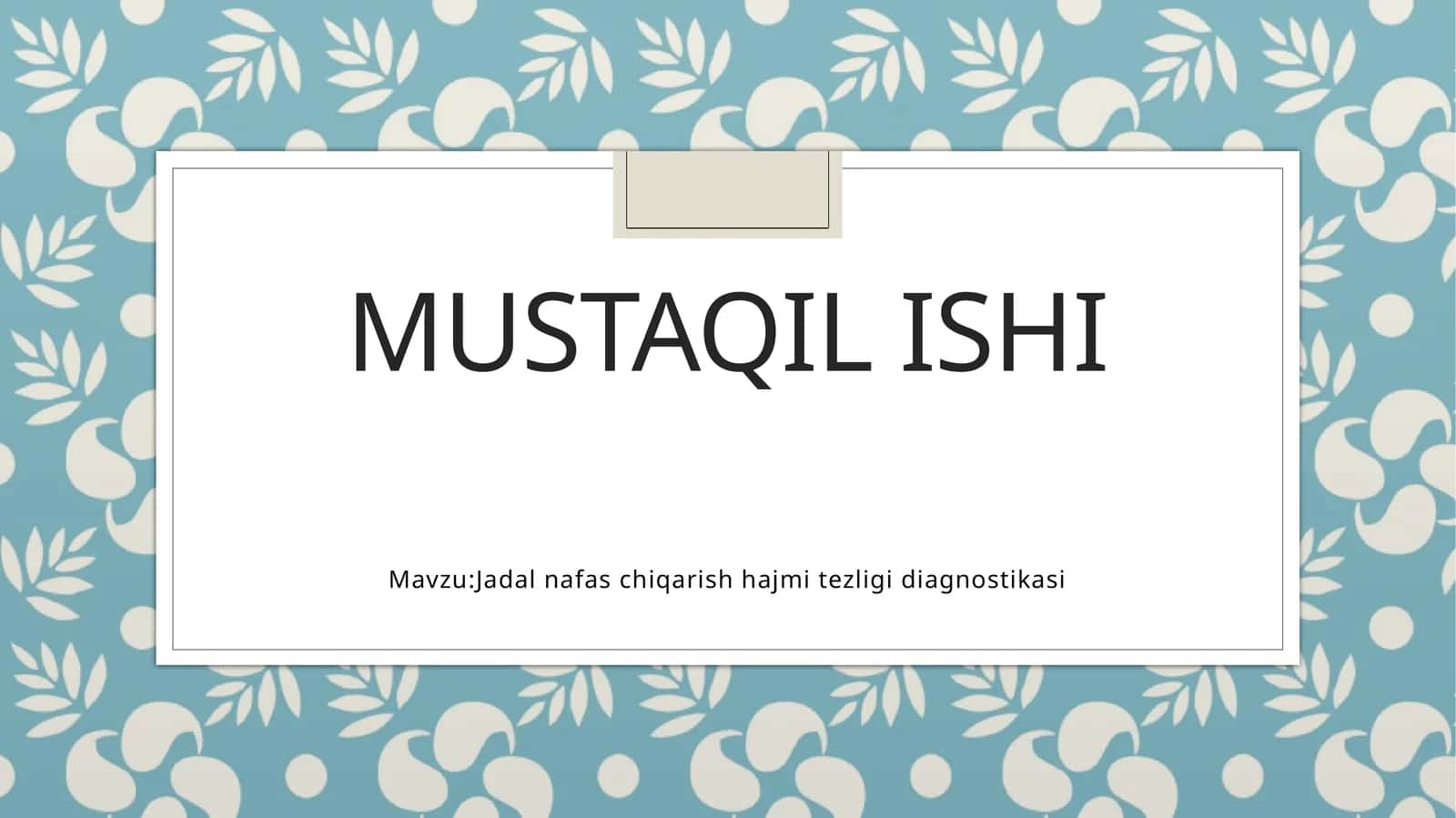 Jadal nafas chiqarish hajmi tezligi diagnostikasi 1