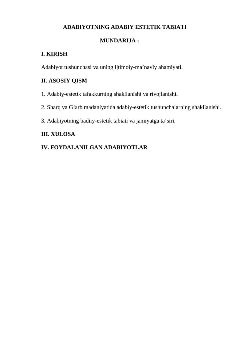ADABIYOTNING ADABIY ESTETIK TABIATI 1