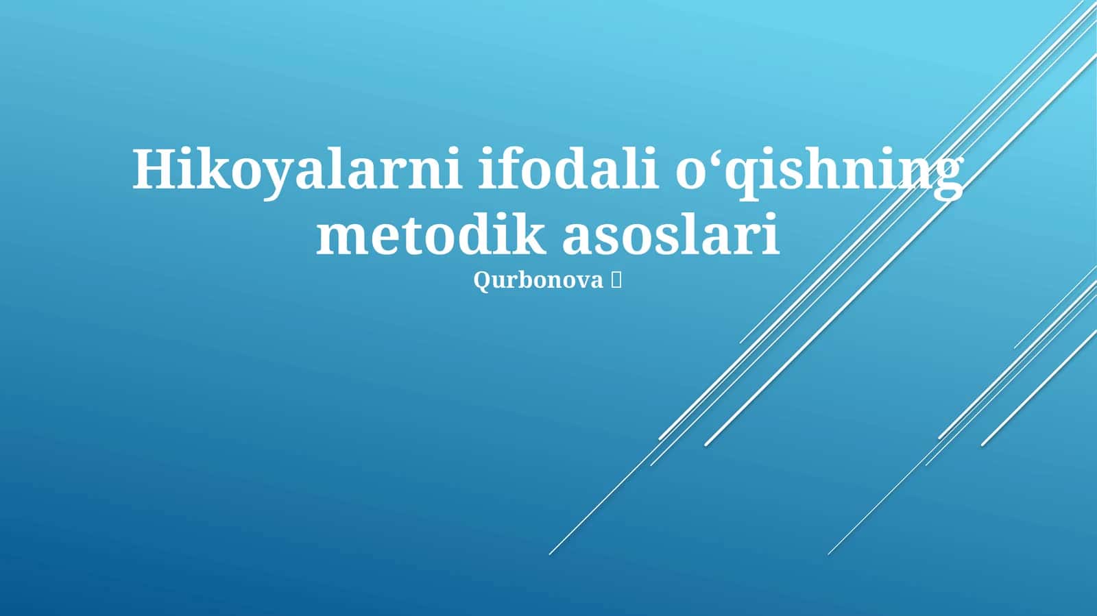 Hikoyalarni ifodali oʻqishning metodik asoslari 1