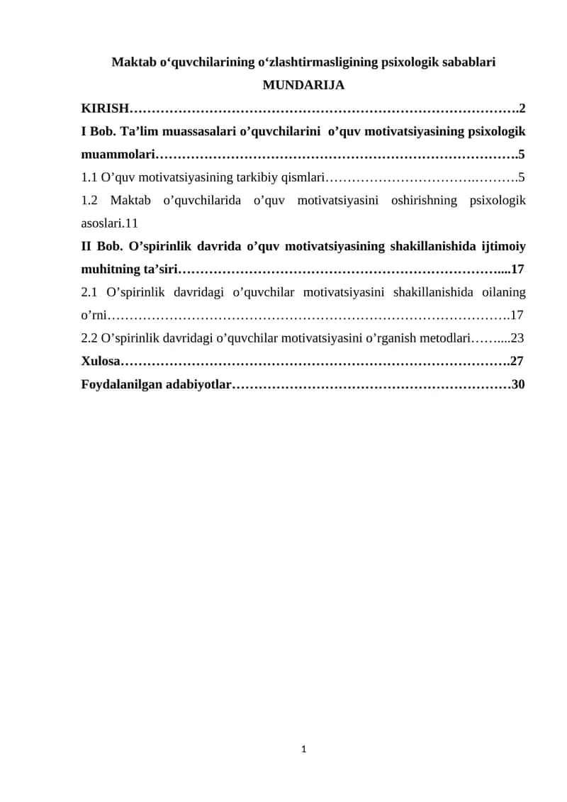 Maktab o'quvchilarining o'zlashtirmasligining psixologik sabablari 1
