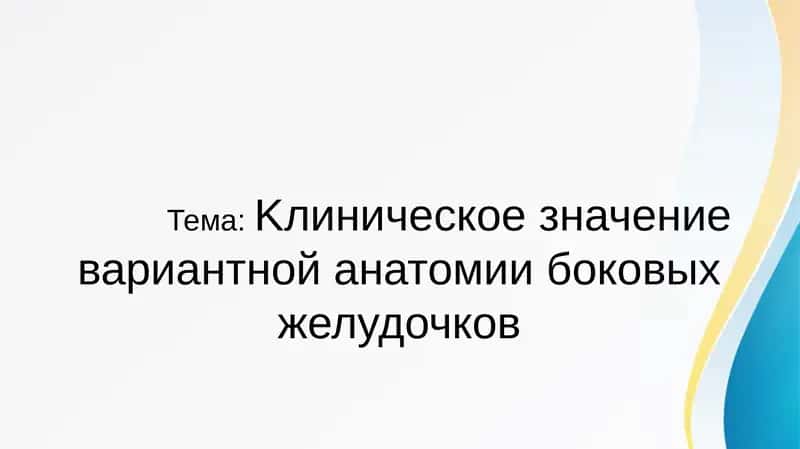 Kлиническое значение вариантной анатомии боковых желудочков 1