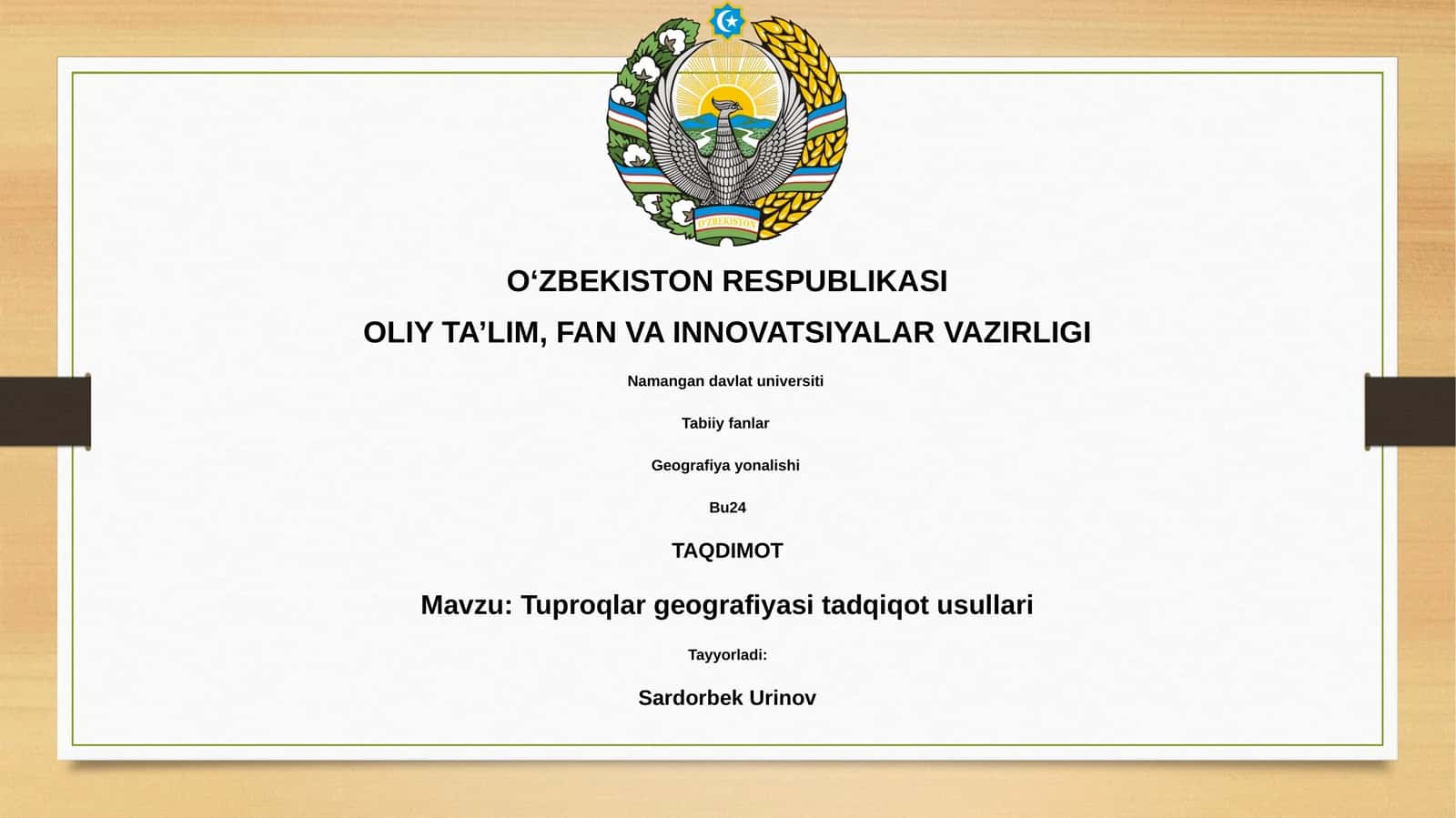 Tuproqlar geografiyasi tadqiqot usullari 1