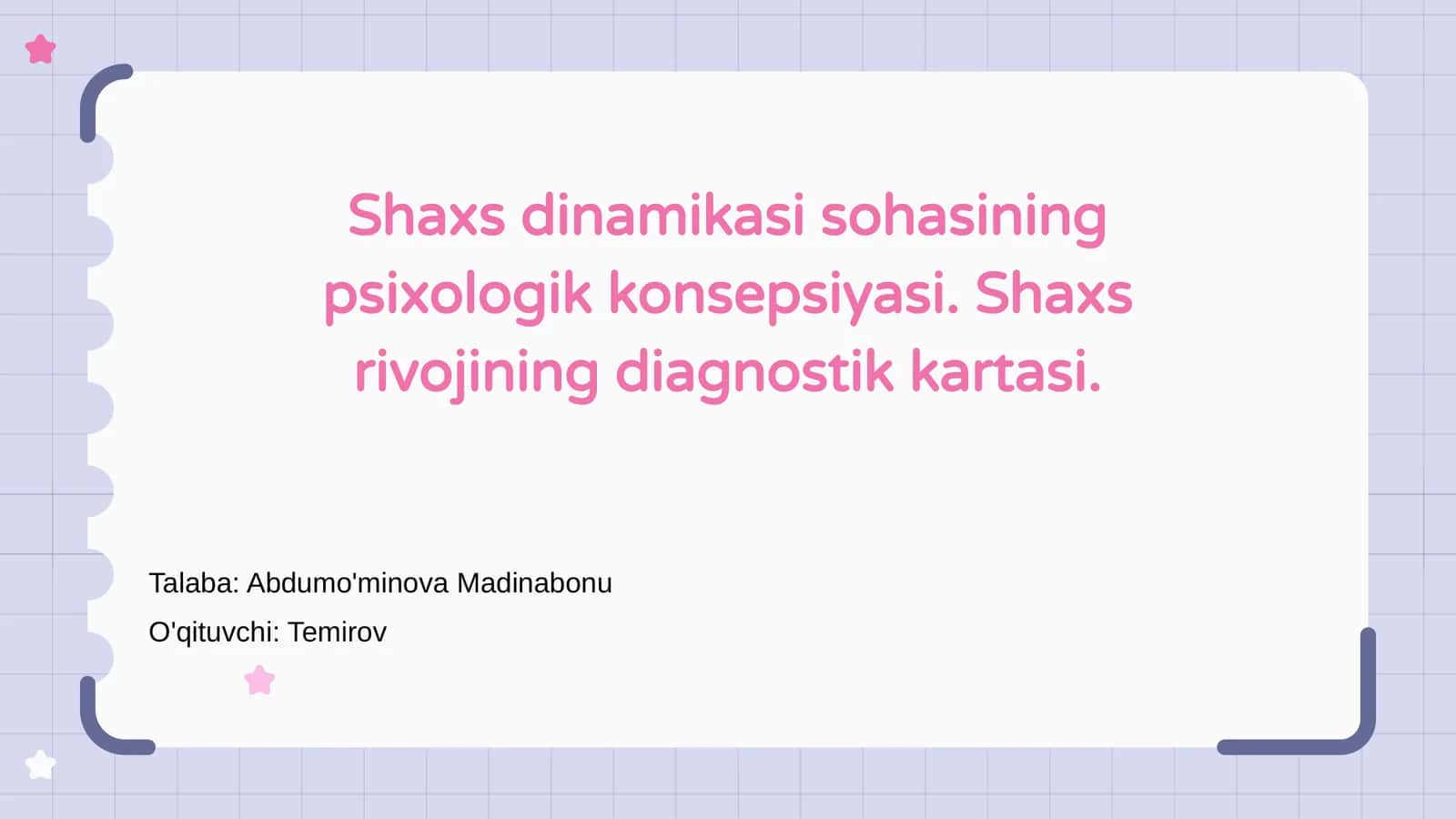 Shaxs dinamikasi sohasining psixologik konsepsiyasi 1