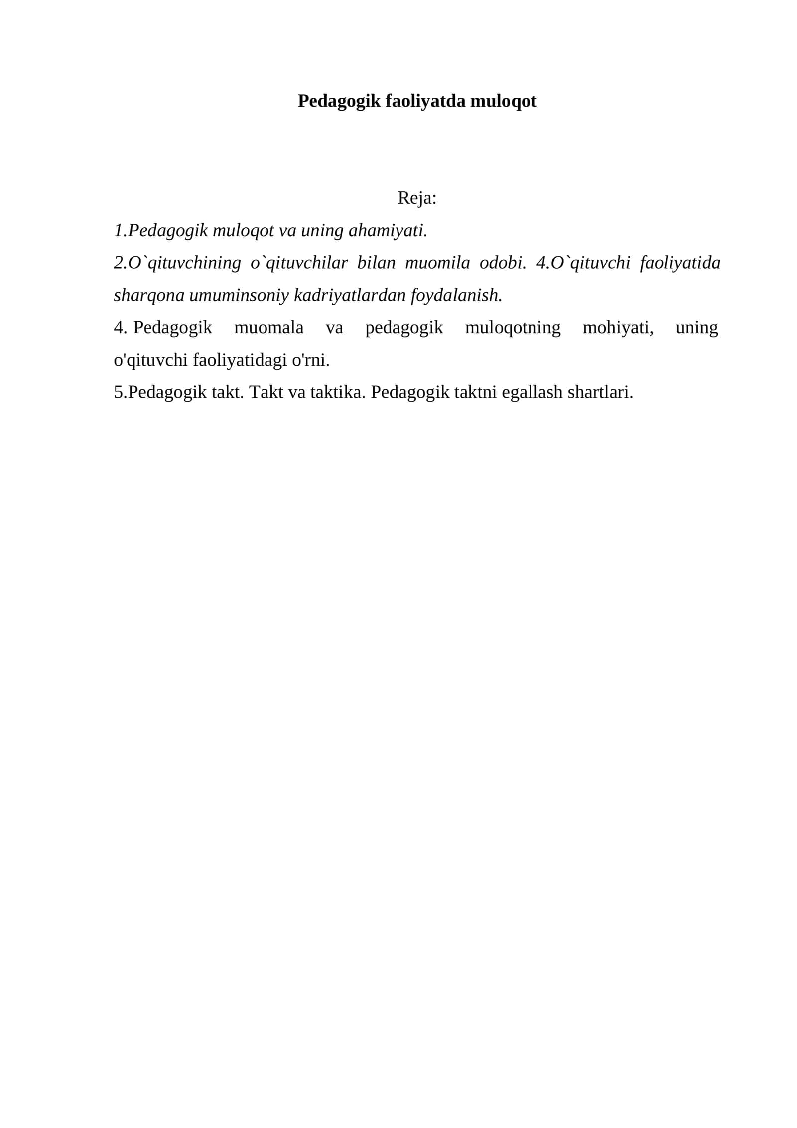 Pedagogik faoliyatda muloqot 1