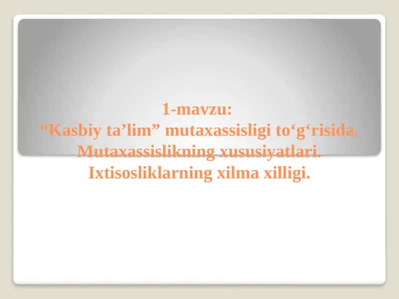 Kasbiy Ta’lim 1