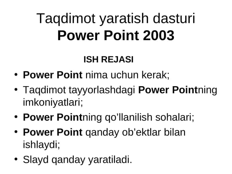 Microsoft Power Point (тақдимот яратиш дастури) 1