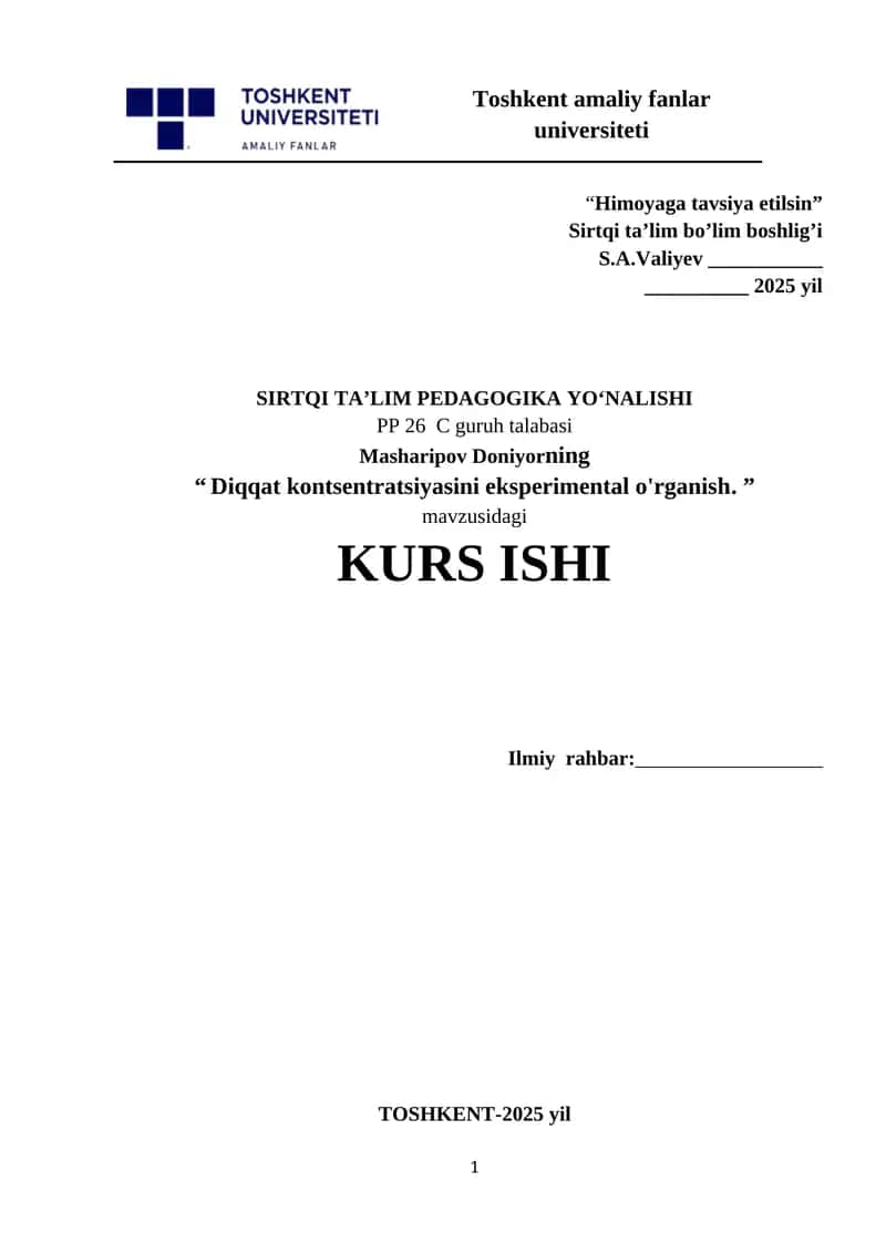 Diqqat kontsentratsiyasini eksperimental o'rganish 1