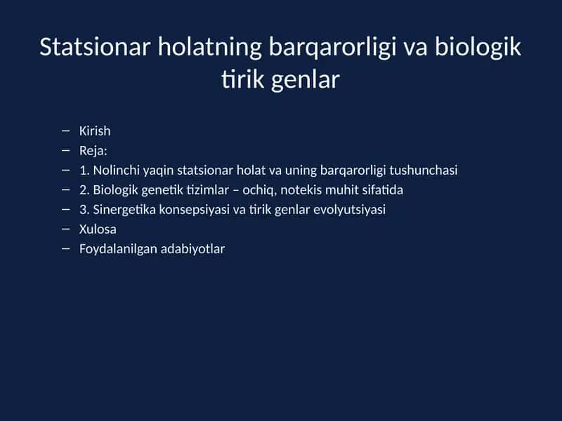 Biologik Tizimlar 1
