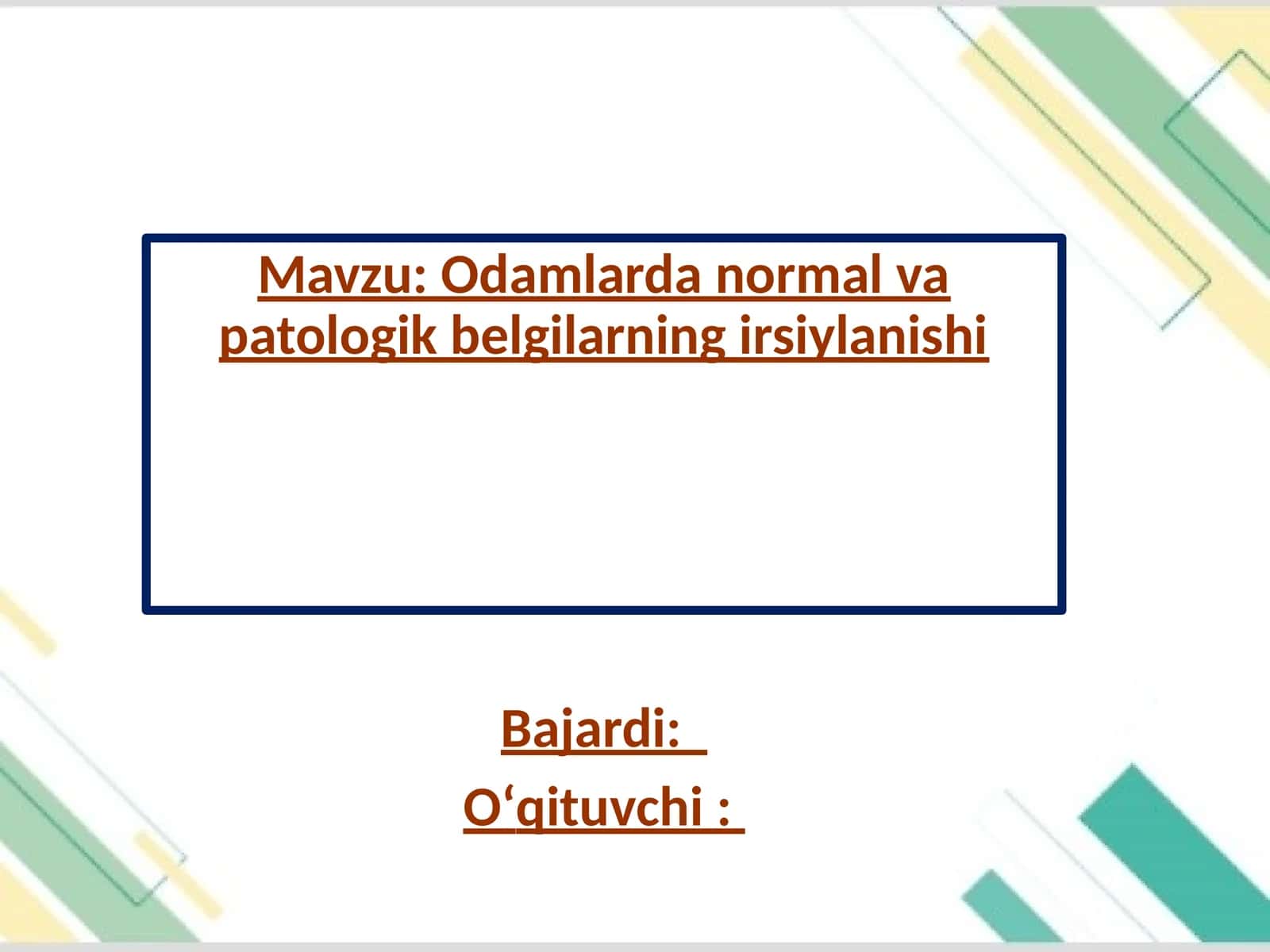 Odamlarda normal va patologik belgilarning irsiylanishi 1
