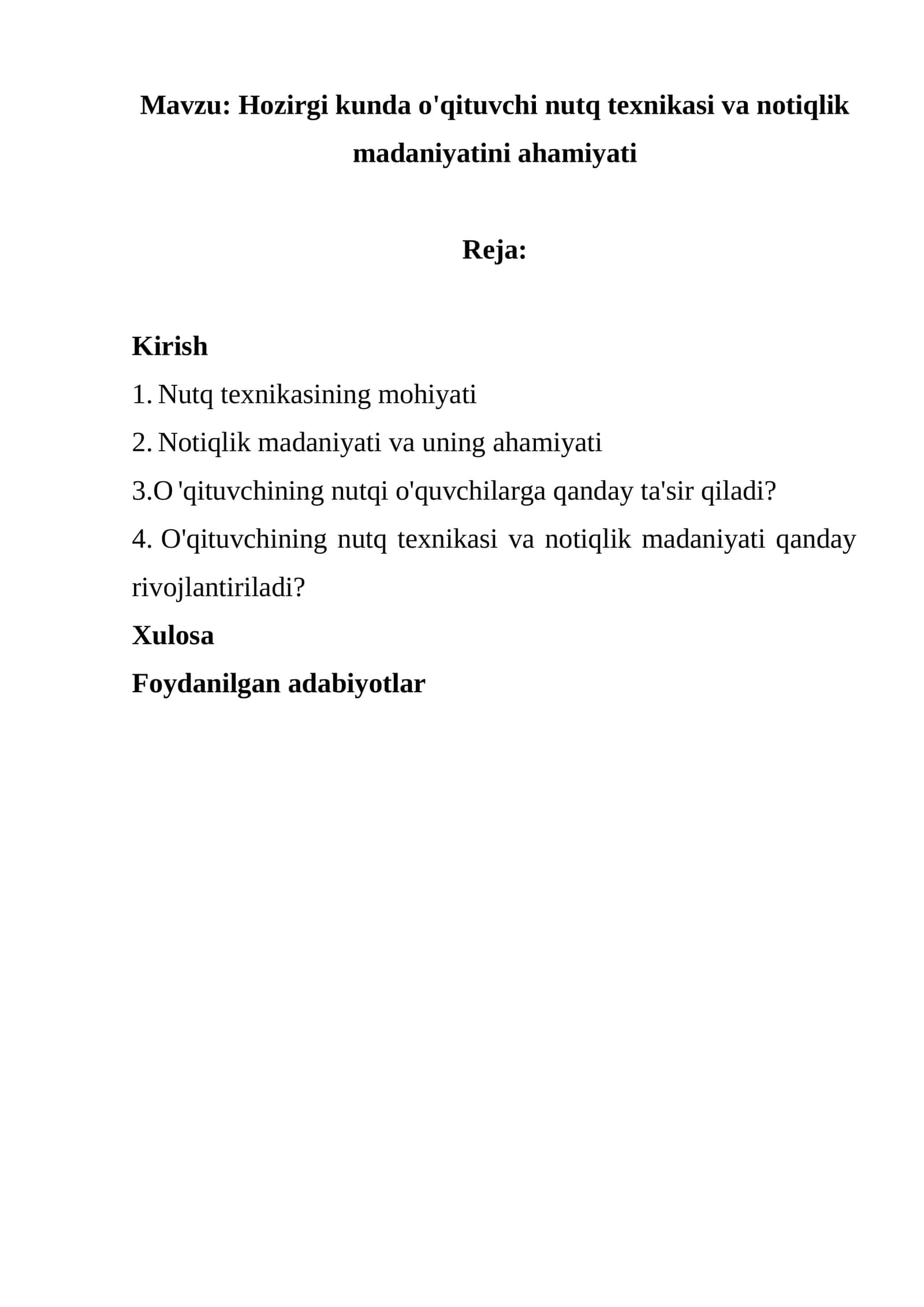 Hozirgi kunda o'qituvchi nutq texnikasi va notiqlik madaniyatini ahamiyati 1