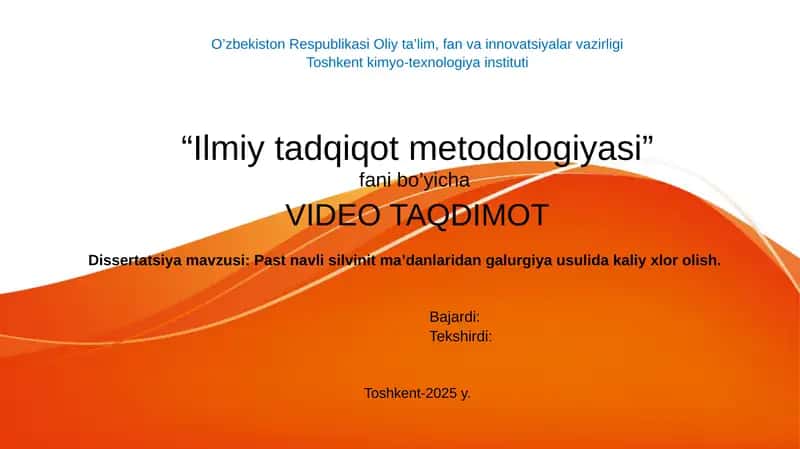 Past navli silvinit madanidan galurgiya usulida kaliy xlor olish 1