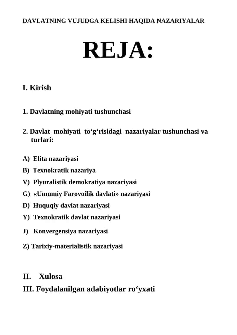 Davlatning VUJUDGA KELISHI HAQIDA NAZARIYALAR 1
