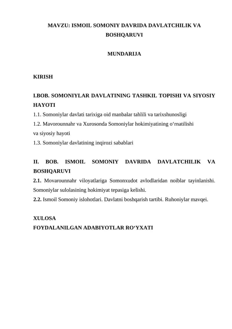 ISMOIL SOMONIY DAVRIDA DAVLATCHILIK VA BOSHQARUVI 1