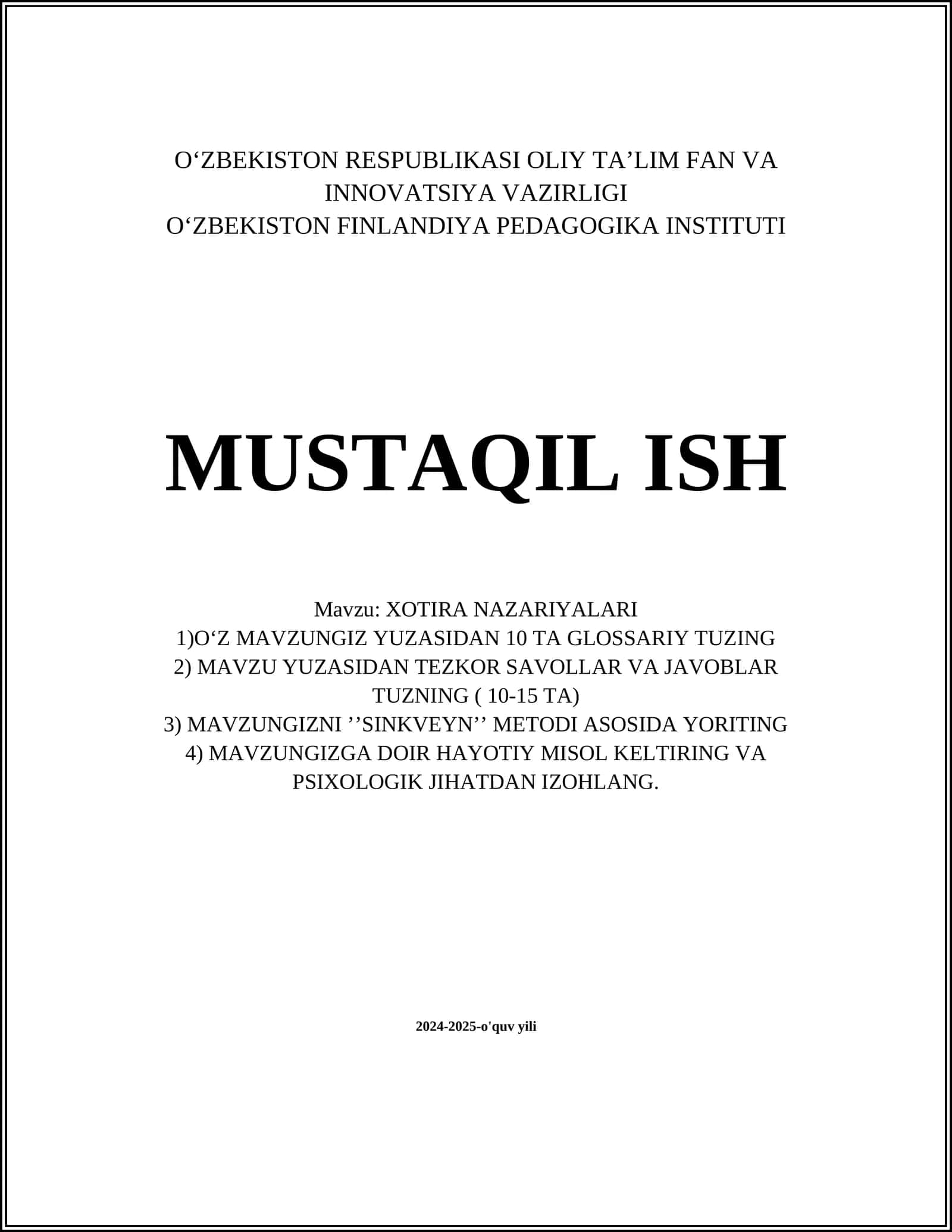 Xotira Nazariyalari 1