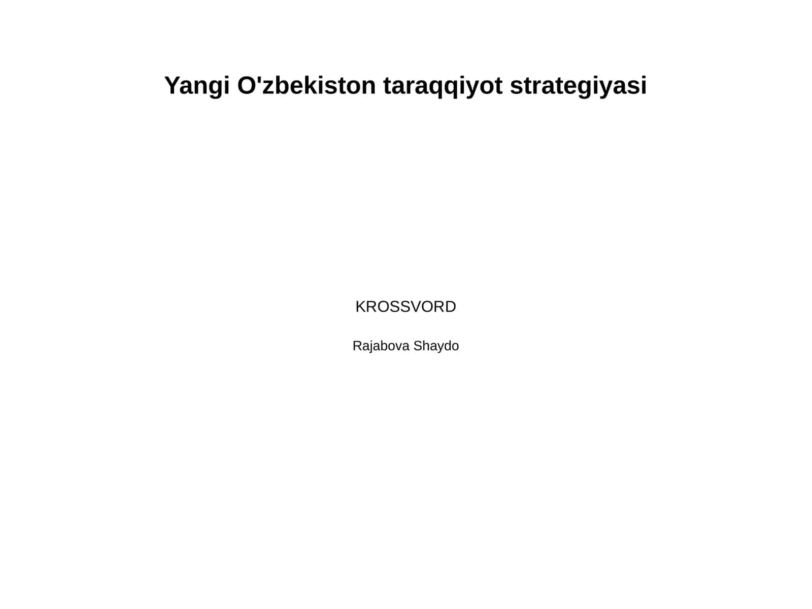 Yangi O'zbekiston taraqqiyot strategiyasi 1