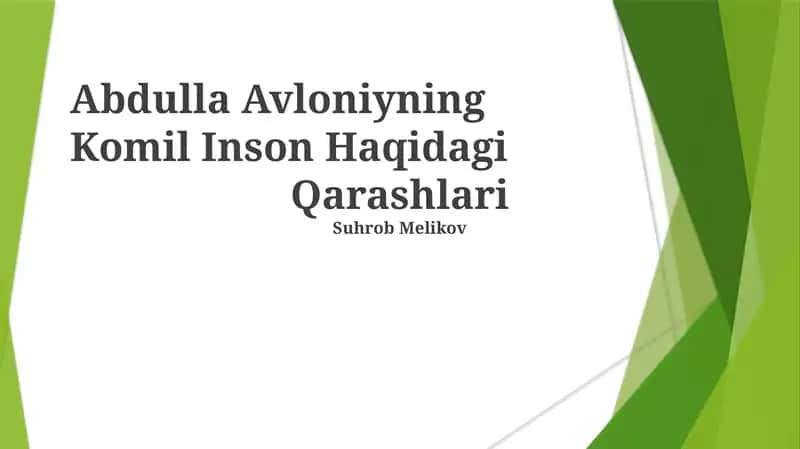 Komil Inson Haqidagi Qarashlari 1