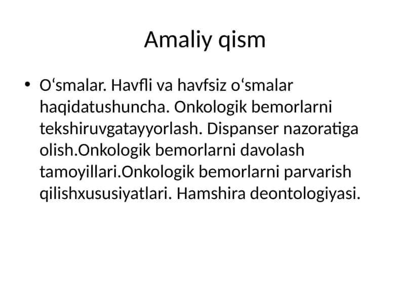 Xavfli o‘smalar haqida 1