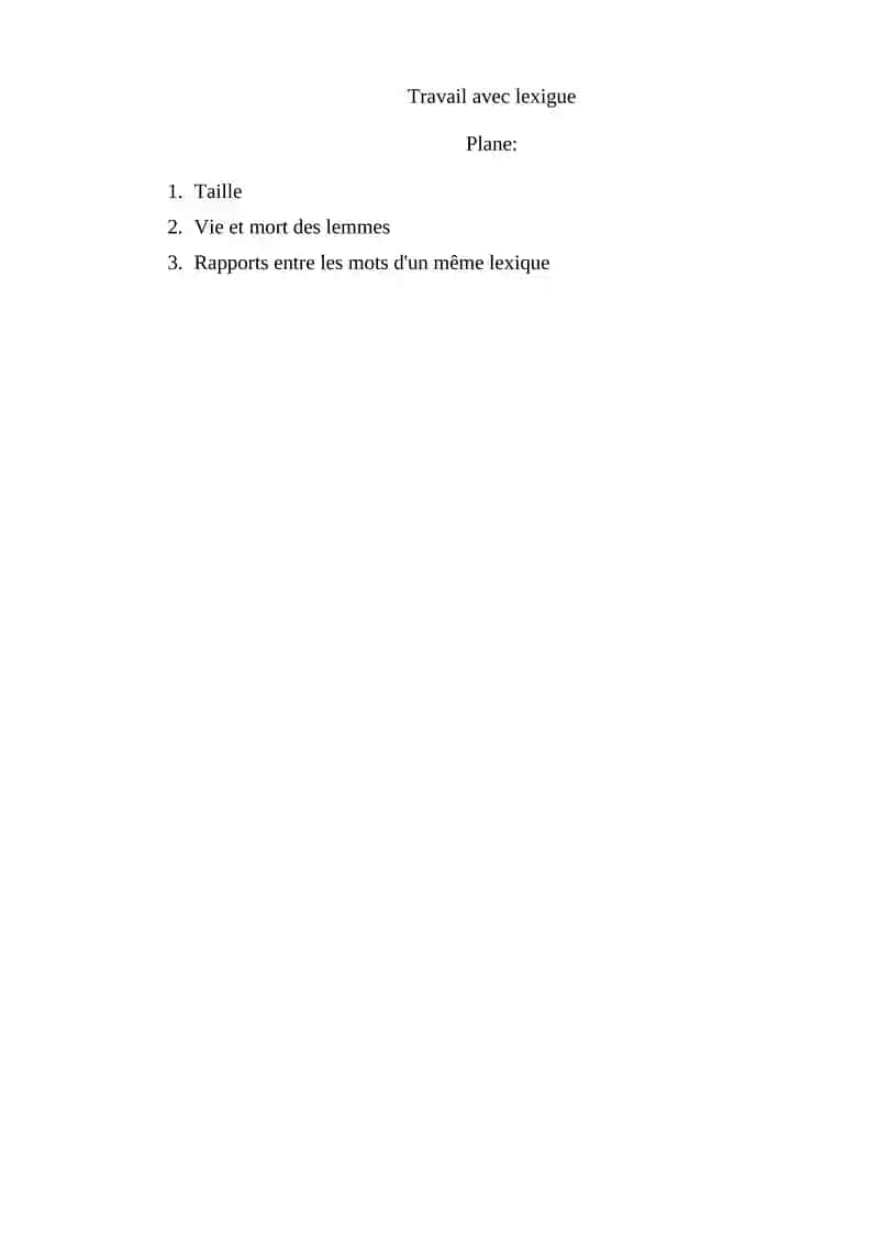 Travail avec lexique