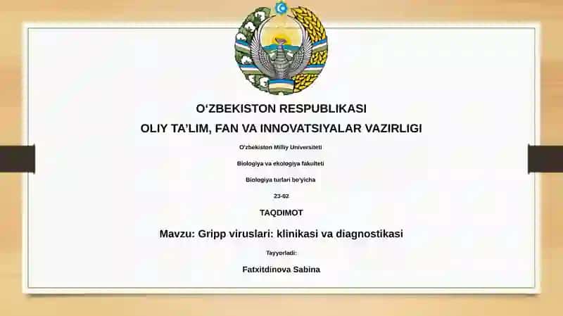 Gripp viruslari: klinikasi va diagnostikasi