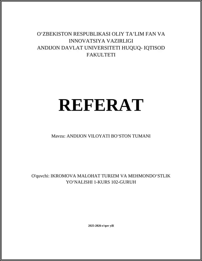ANDIJON VILOYATI BOʻSTON TUMANI 1