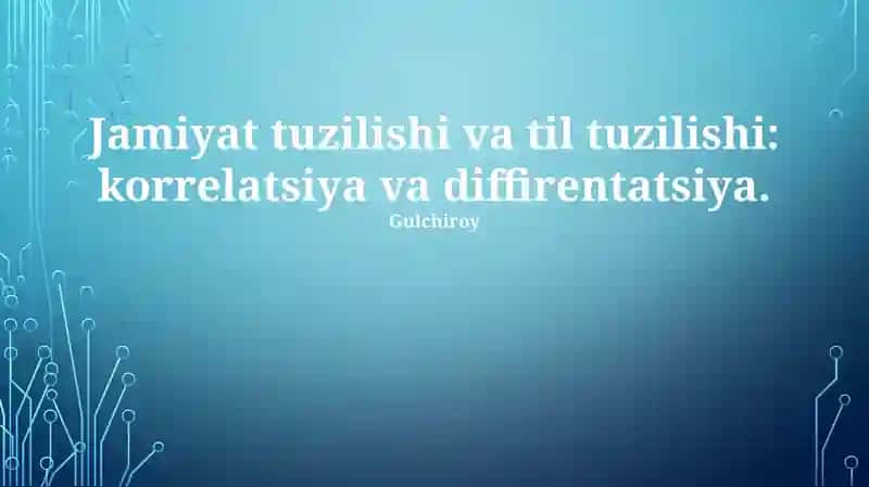 Jamiyat tuzilishi va til tuzilishi: korrelatsiya va diffirentatsiya