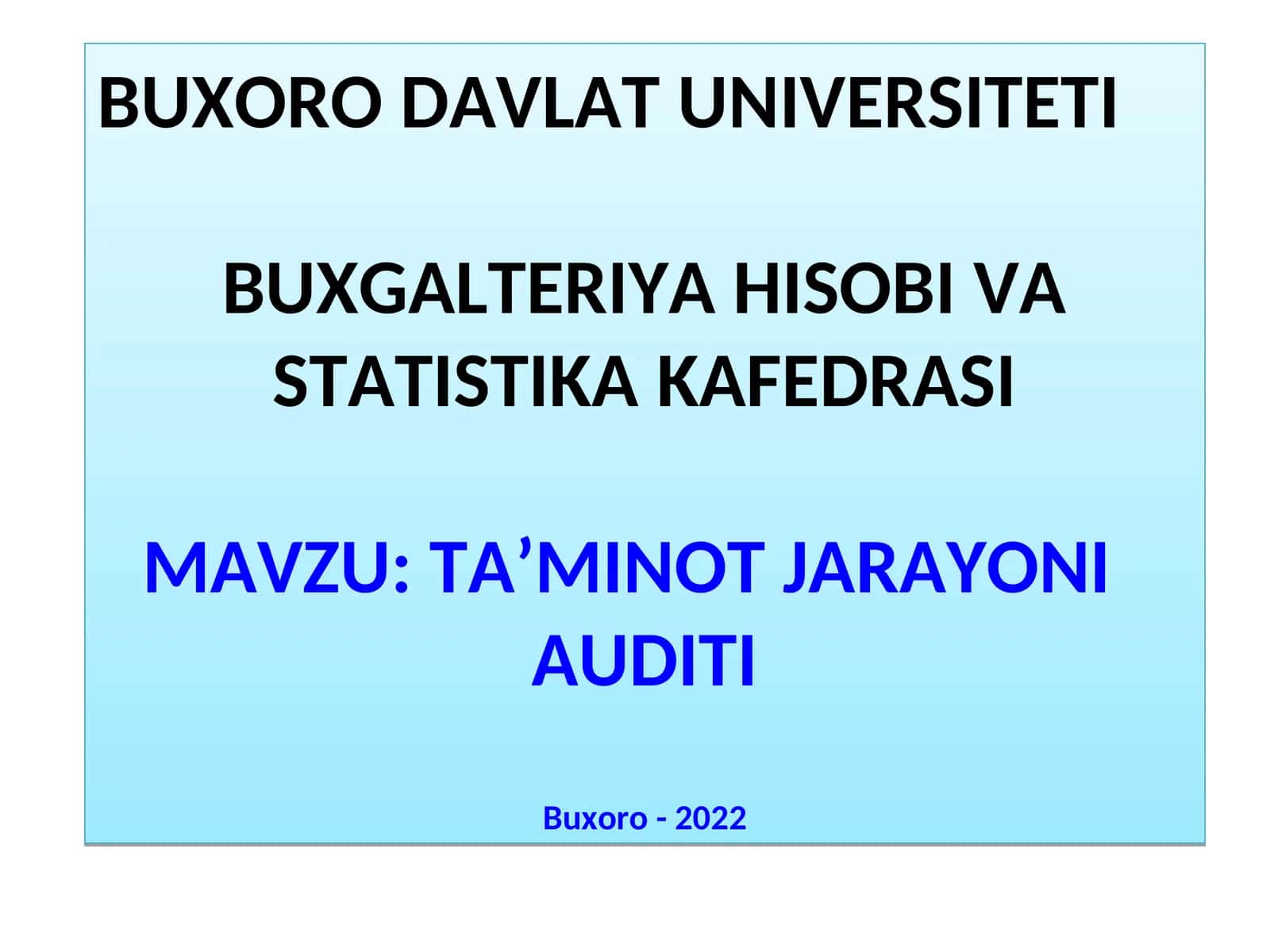 TA’MINOT JARAYONI AUDITI 1
