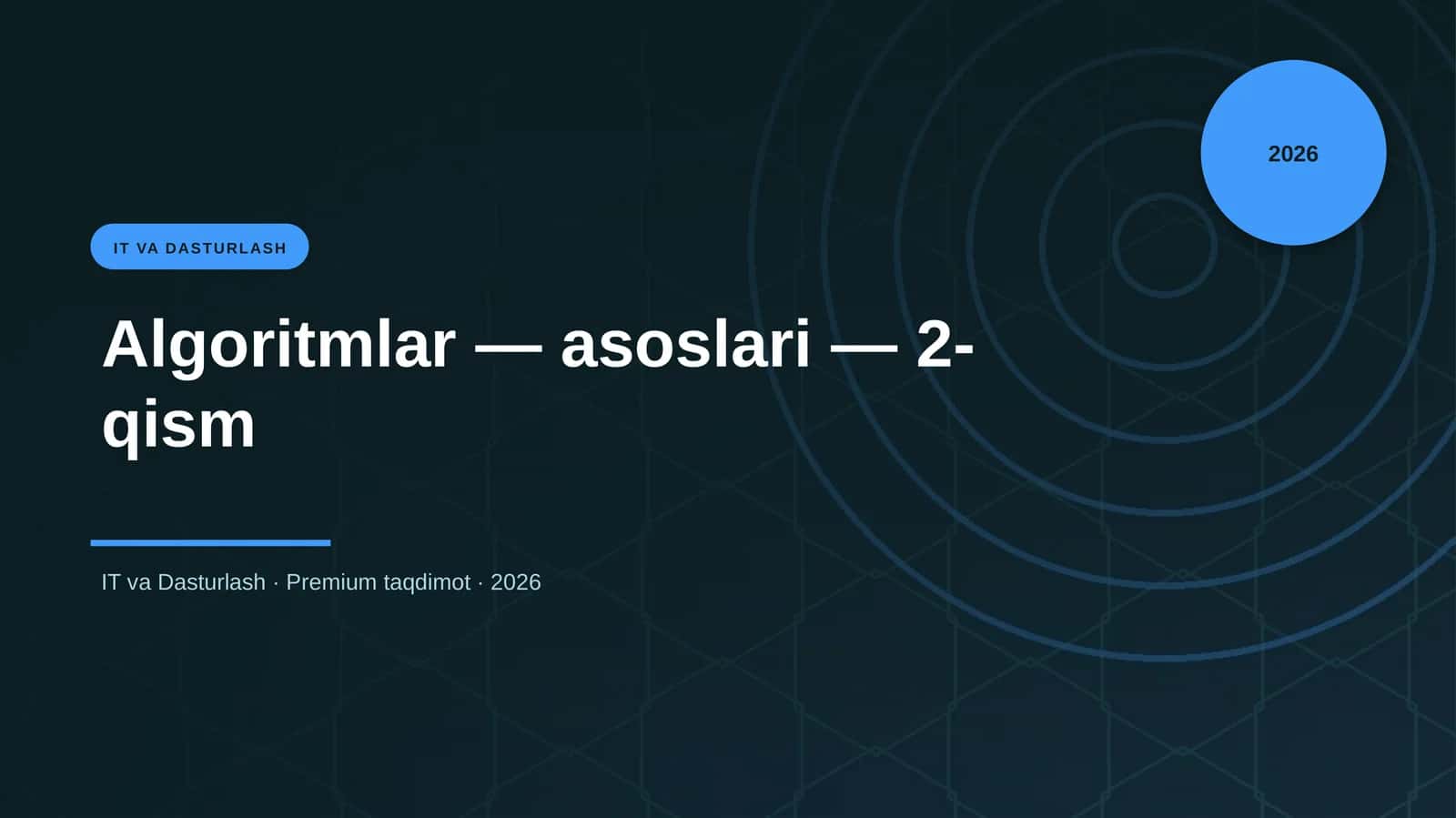 Algoritmlar — asoslari — 2-qism 1