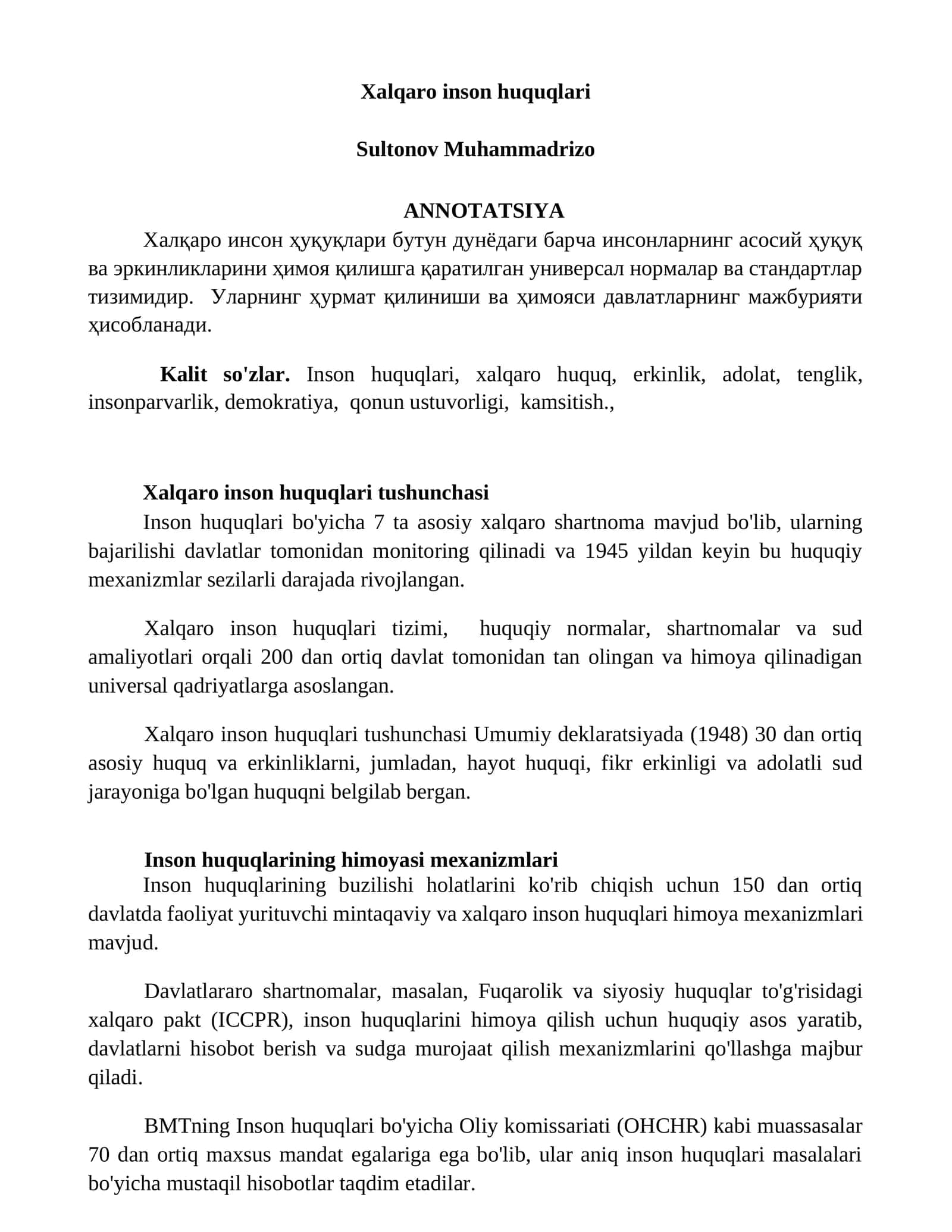 Xalqaro inson huquqlari 1
