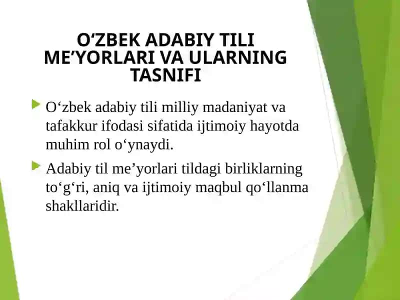 O‘ZBEK ADABIY TILI ME’YORLARI VA ULARNING TASNIFI