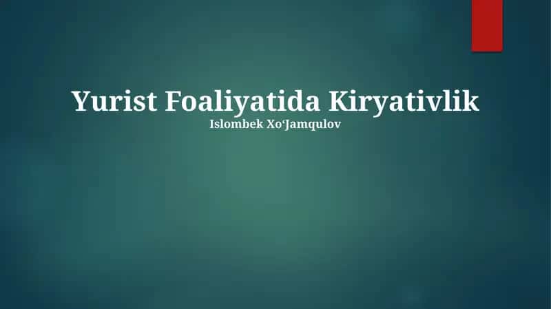 Yurist Foaliyatida Kiryativlik 1