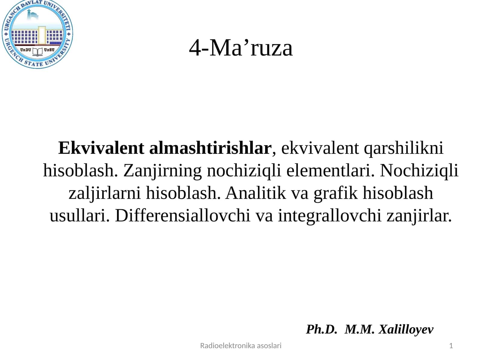 Radioelektronika asoslari 1