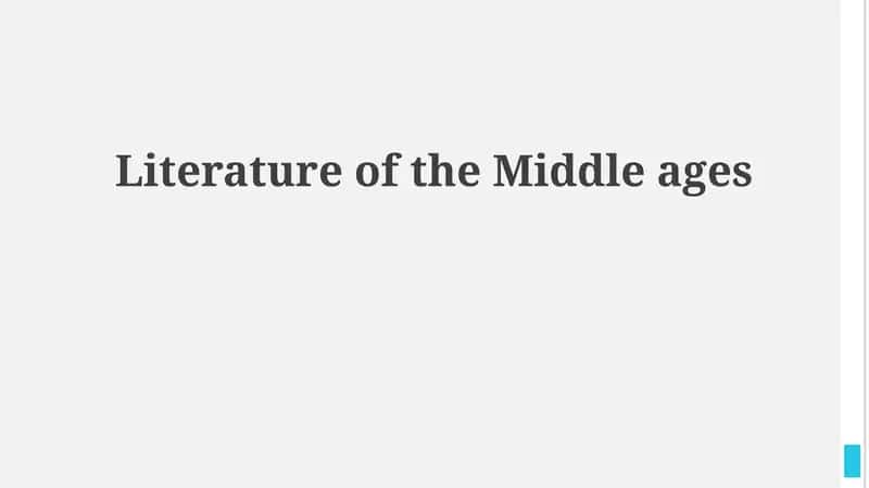 Literature of the Middle Ages 1