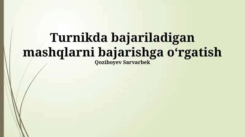 Murakkab Mashqlar va Ularni O'zlashtirish 1