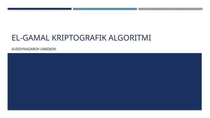 El-Gamal kriptografika algoritmi 1