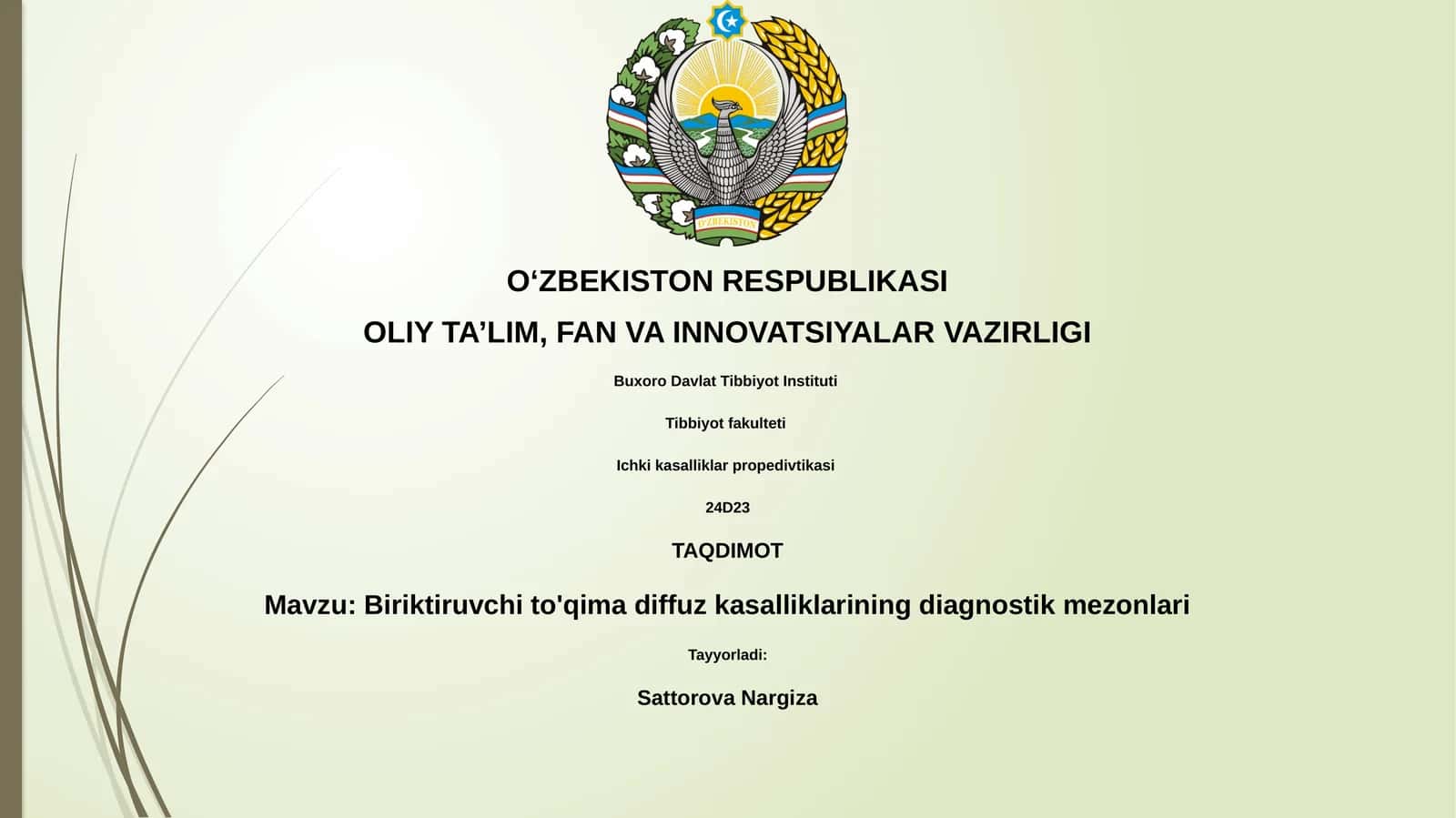 Ichki kasalliklar propedivtikasi 1