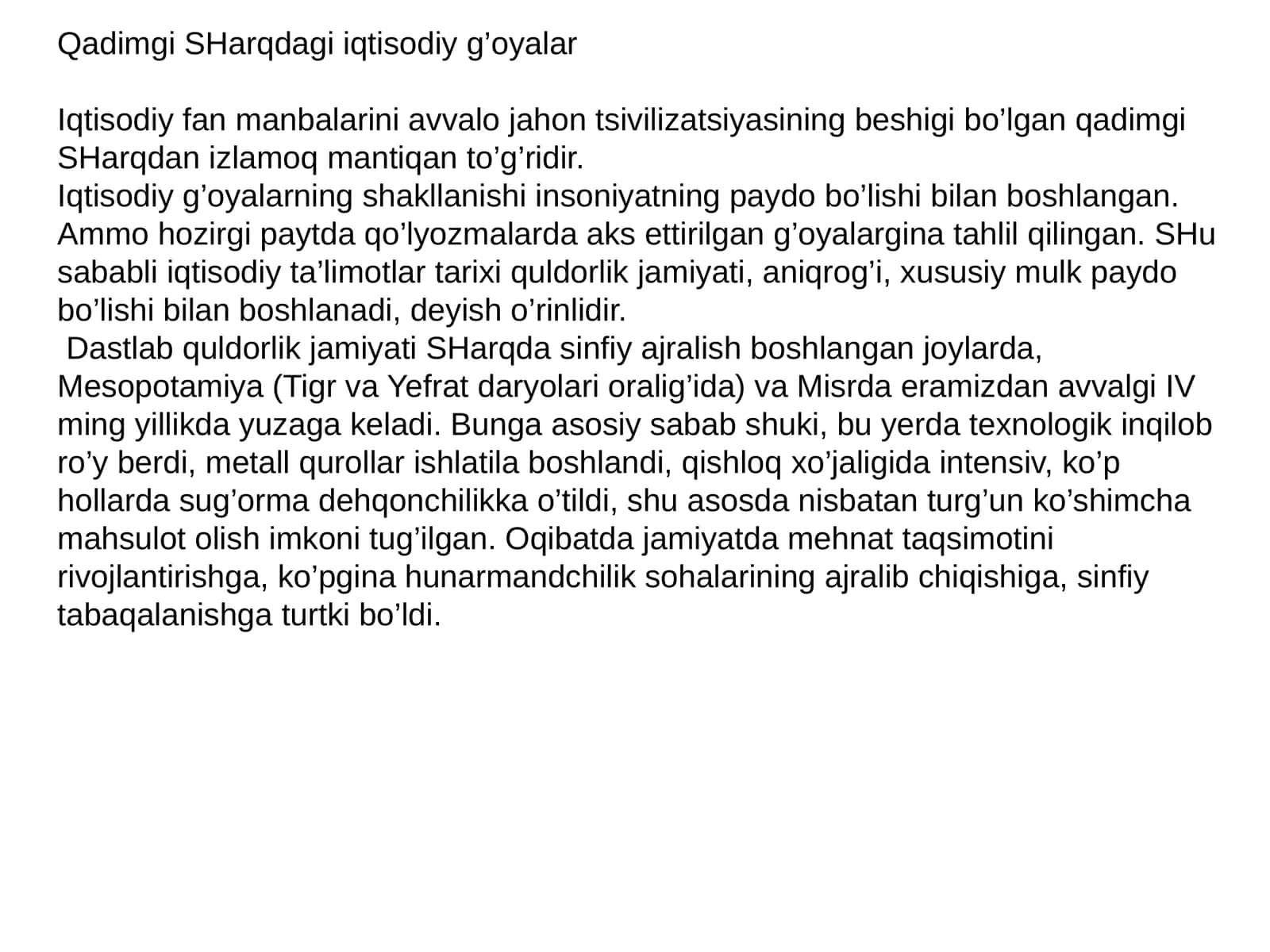 Qadimgi SHarqdagi iqtisodiy g’oyalar 1