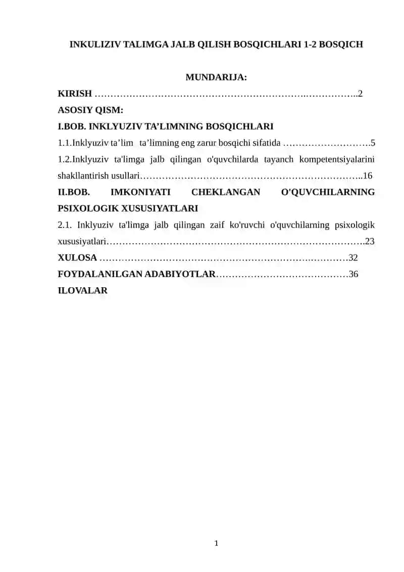 Inkuliziv Talimga Jalb Qilish Bosqichlari 1-2 Bosqich