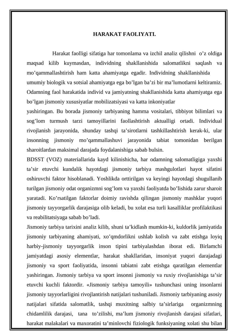 Jismoniy tarbiya faoliyati 1