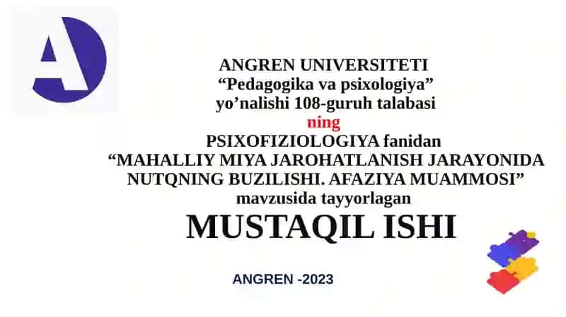 MAHALLIY MIYA JAROHATLANISH JARAYONIDA NUTQNING BUZILISHI. AFAZIYA MUAMMOSI
