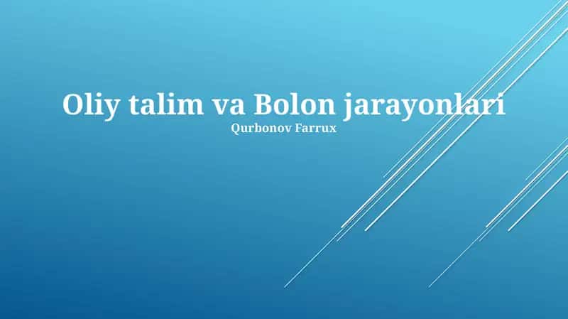 Boloniya jarayoni: Tarix, tamoyillar va tuzilma 1