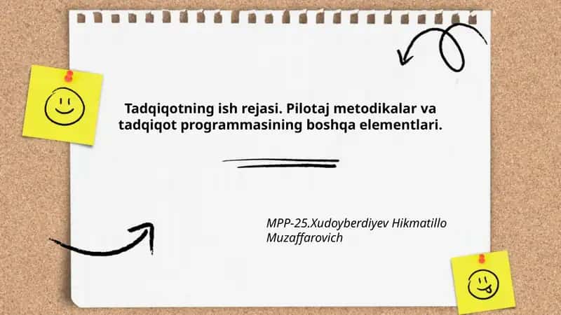 Pilotaj metodikalar va tadqiqot programmasi 1