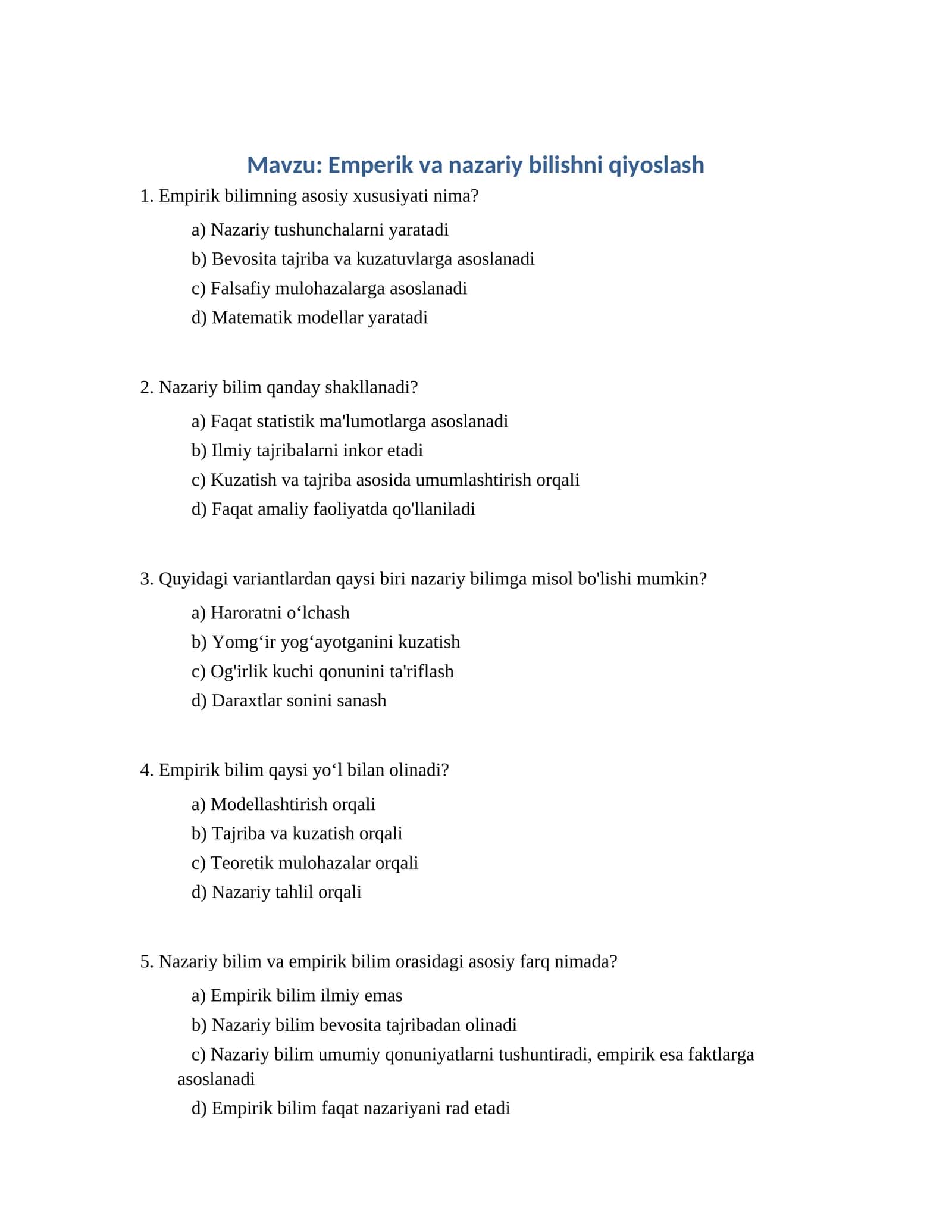 Emperik va nazariy bilishni qiyoslash 1