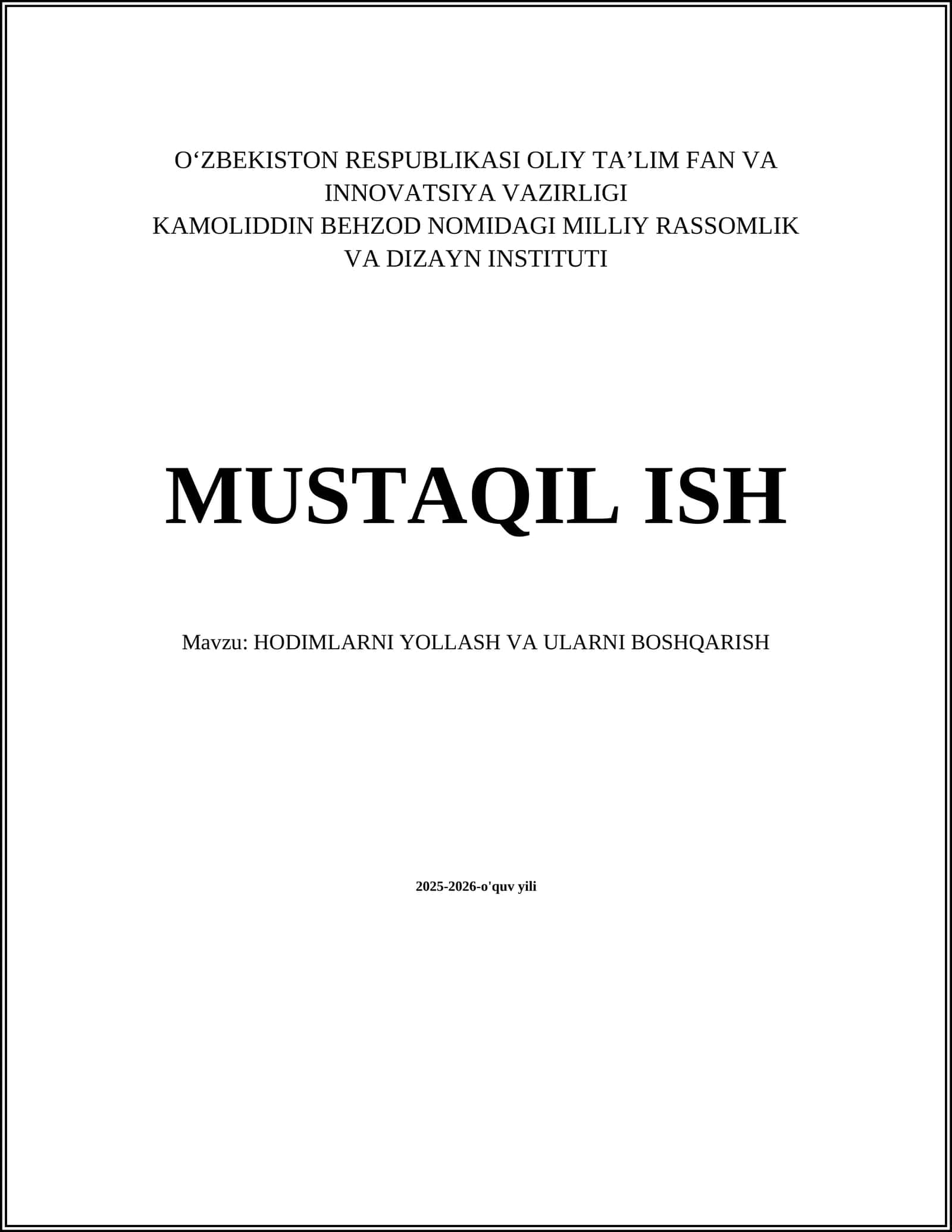 HODIMLARNI YOLLASH VA ULARNI BOSHQARISH 1