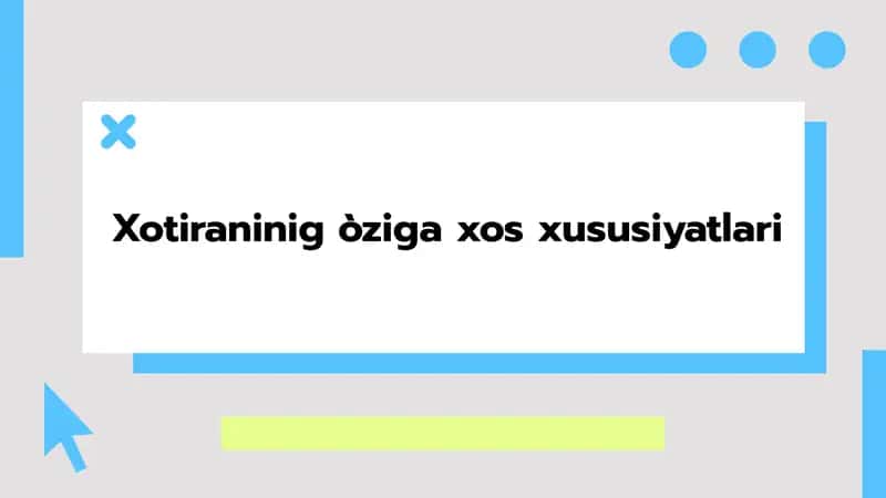Xotira turlari va ularning farqlari 1