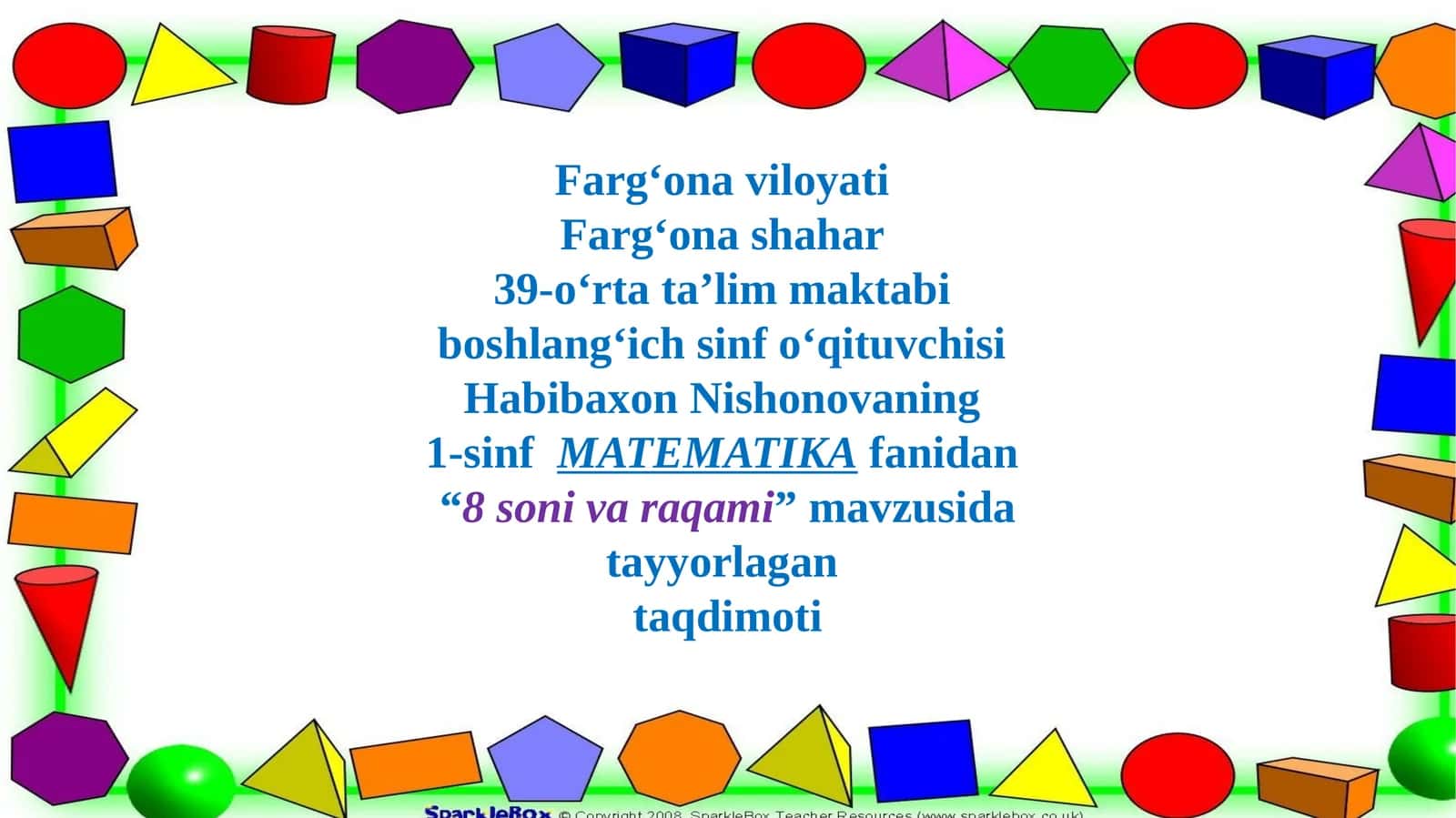 8-soni va raqamlar 1