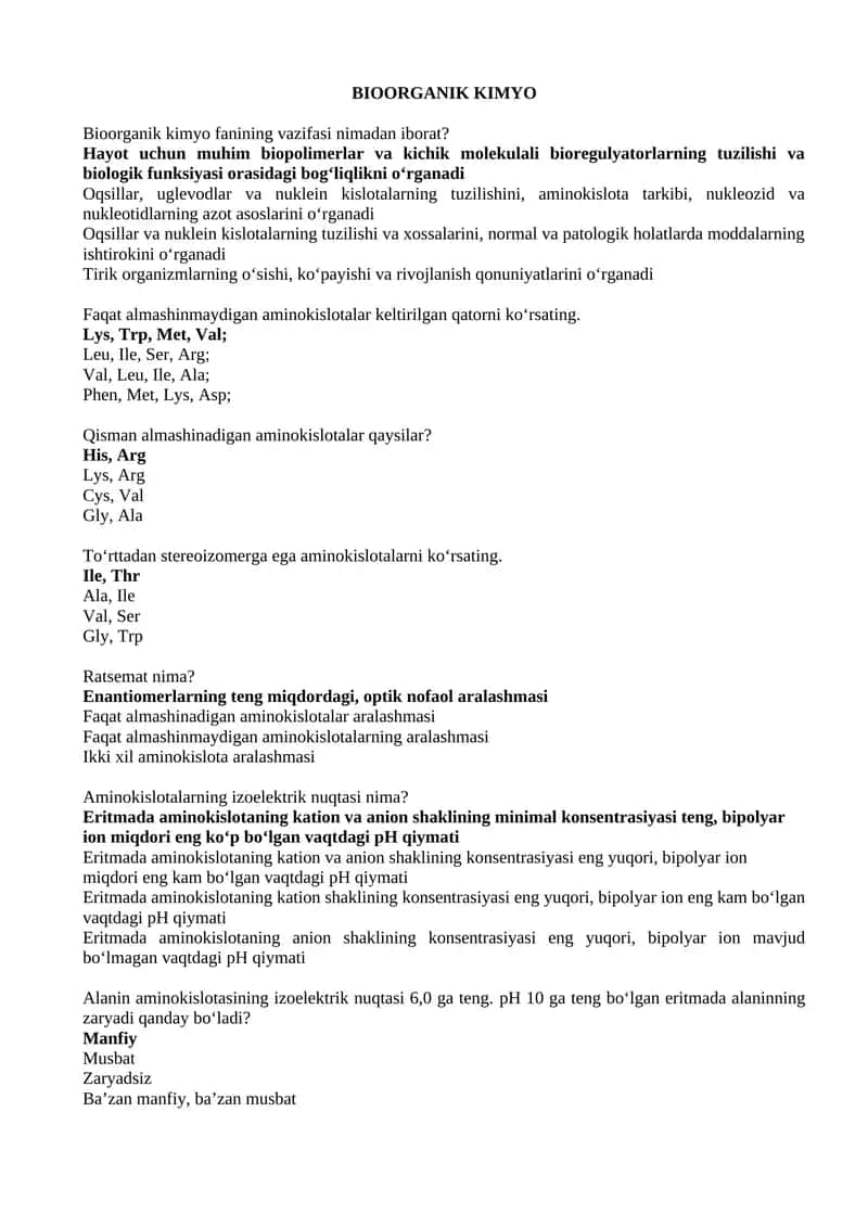 BIOORGANIK KIMYO 1