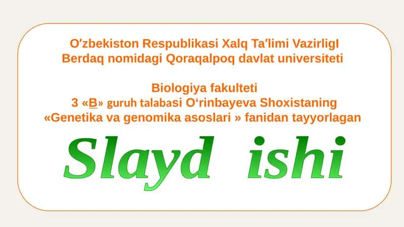 Malekulyar genetik kartalarni analiz etish 1