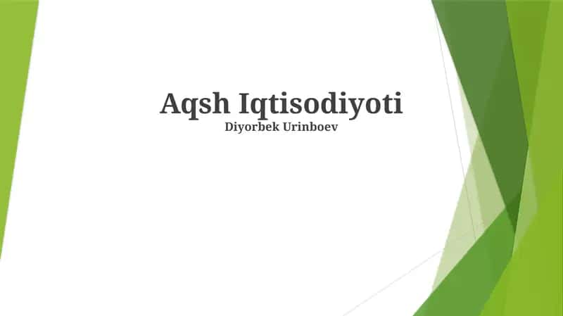 Aqsh Iqtisodiyoti 1