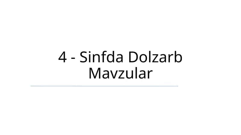 Sinfda Dolzarb Mavzular 1