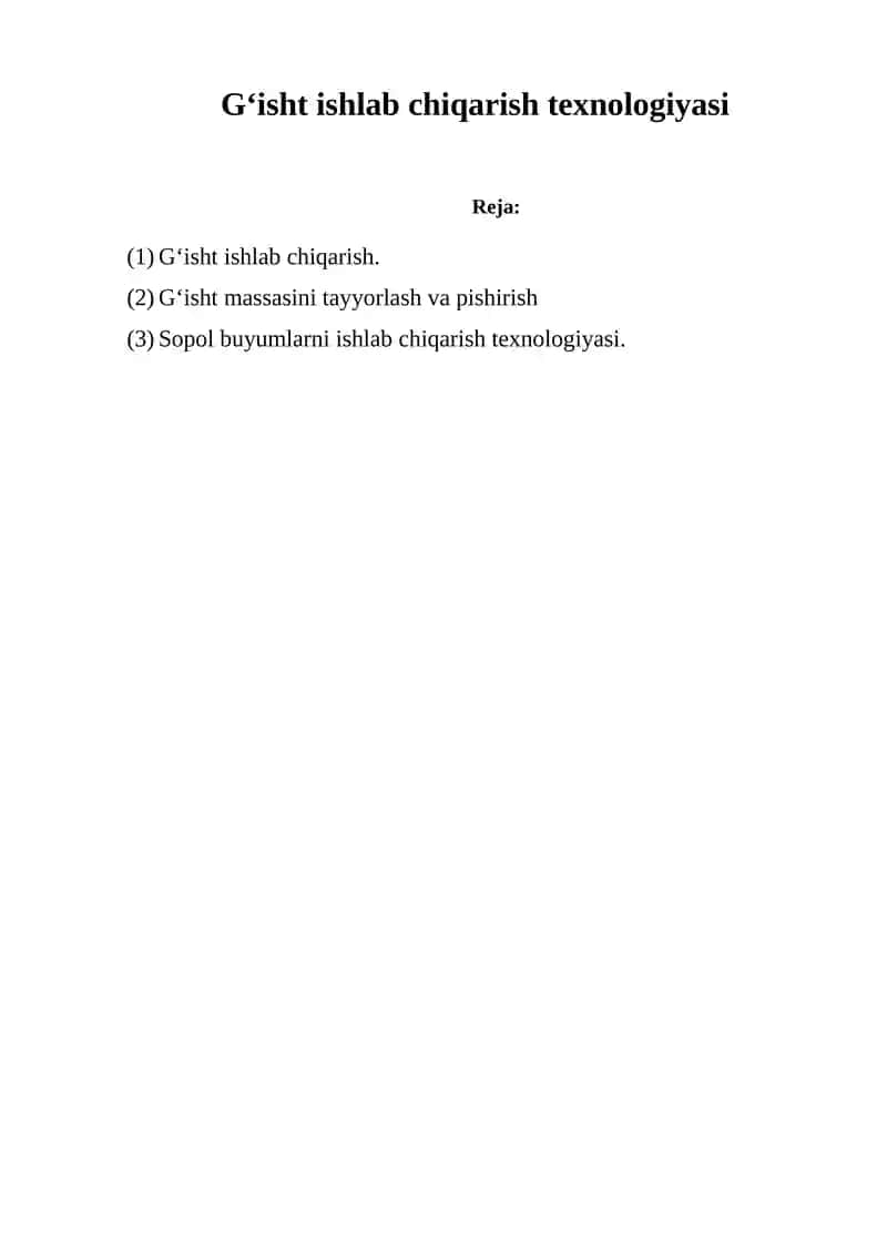 G‘isht ishlab chiqarish texnologiyasi